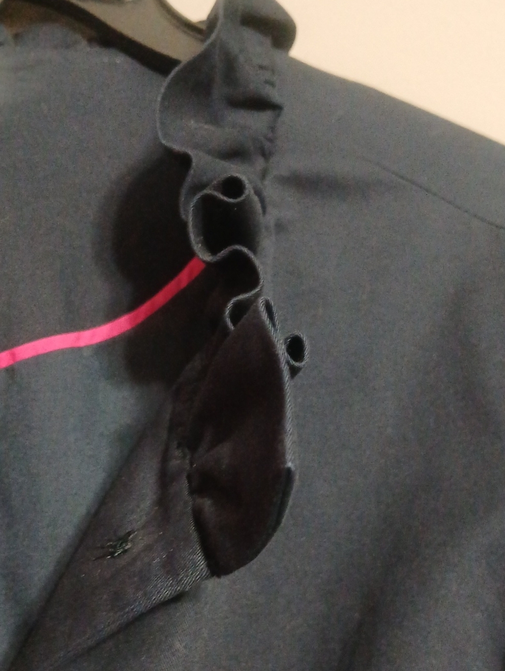Women’s Navy Ruffle Collar Jacket - Picture 3 of 8